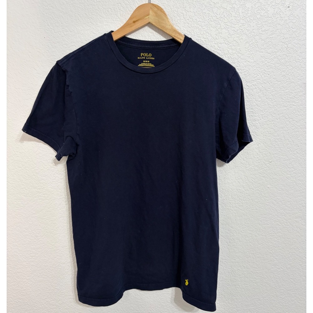 Polo Ralph Lauren Mens Navy Blue Classic Fit Cotton T-Shirt Yellow Pony Logo M‎